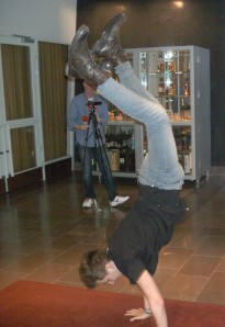 And here's Robin (the Swedish one) doing a handstand for us - he's been practicing with his dancers.